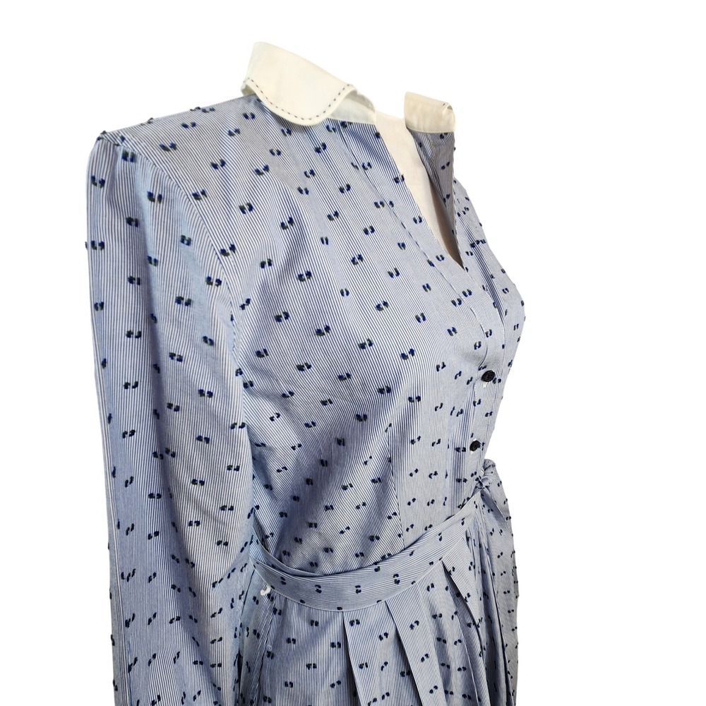Brooks Brothers Blue Clip-Dot Button Down Dobby Shirt Dress Womens Sz 10 Luxury - Picture 5 of 11